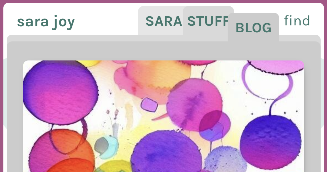 A screenshot of the top of sarajoy.dev, scrolled until the BLOG tab is nearly at the top.