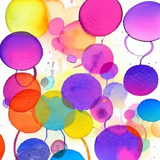Colourful thought bubbbles in watercolours