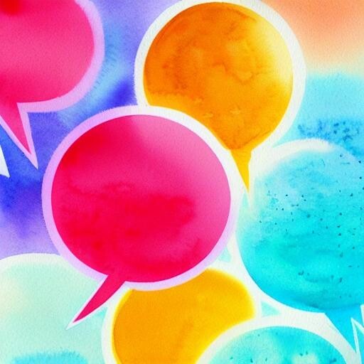 Guestbook image: Colourful speech bubbbles in watercolours