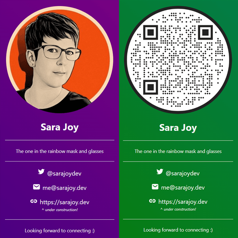 A very simple web page with a round profile picture and links to twitter, email, website